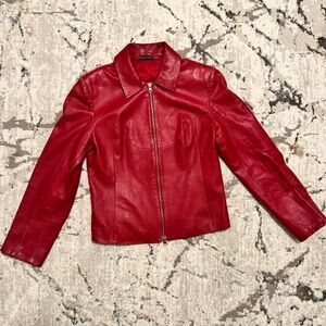 GIOTTO Red Leather Jacket-Hand made in Florence Italy. . Women’s 42